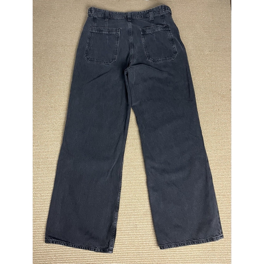 We The Free Womens 31 Jeans Black Baggy Straight Leg 100% Cotton Utility - Picture 8 of 10